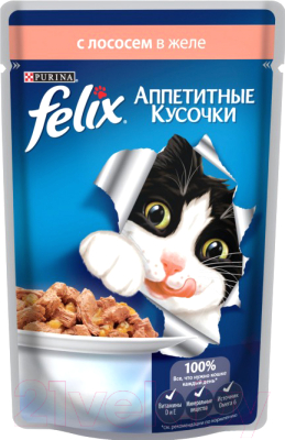 Влажный корм для кошек Felix Аппетитные кусочки с лососем (85г)