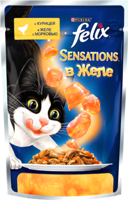 Влажный корм для кошек Felix Sensations в желе с курицей и морковью (85г)