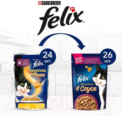 Влажный корм для кошек Felix Sensations Sauce Surprise с уткой и морковью в соусе (85г)