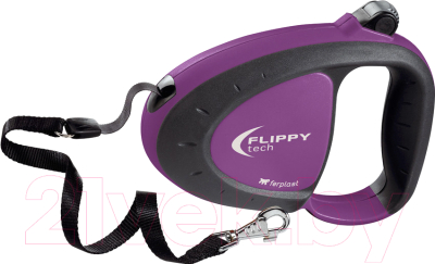 Поводок-рулетка Ferplast Flippy Tech Tape S (3м, фиолетовый)