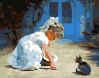 

Картина по номерам PaintBoy, Девочка и котенок / GX32982