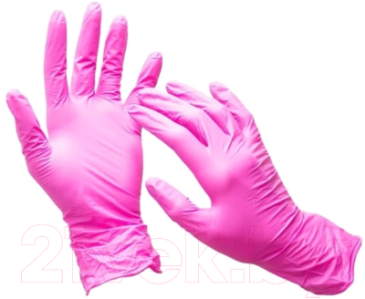Перчатки одноразовые Wally Plastic (M, 100шт, розовый)
