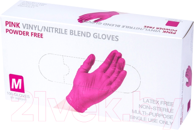 Перчатки одноразовые Wally Plastic (M, 100шт, розовый)