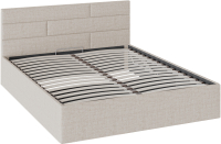 Двуспальная кровать ТриЯ Грейс c мягкой обивкой с ПМ 160x200 (ткань бежевый) - 