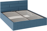 Двуспальная кровать ТриЯ Грейс c мягкой обивкой с ПМ 160x200 (ткань деним) - 