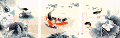 Модульная картина по номерам PaintBoy Рыбки в пруду / P027