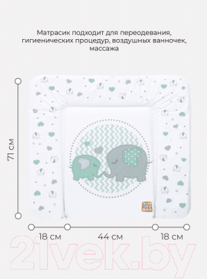 Пеленальный матрас Топотушки Слоники 82x73 (бирюзовый)