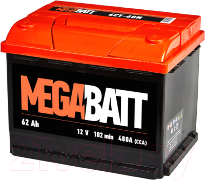 Автомобильный аккумулятор Mega Batt 6СТ-62NR (62 А/ч)