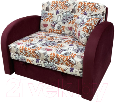 Кресло-кровать Аквилон Юниор 1 (филин манго/бинго вайн)