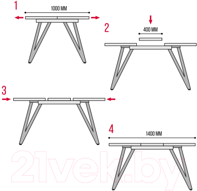 Обеденный стол Millwood Женева 3 Л раздвижной 100-140x60x76 (белый/металл белый)