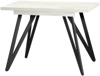 Обеденный стол Millwood Женева 3 Л раздвижной 100-140x60x76 (дуб белый Craft/металл черный) - 