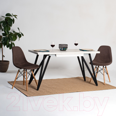 Обеденный стол Millwood Женева 3 Л раздвижной 100-140x60x76 (дуб белый Craft/металл черный)