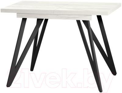 Обеденный стол Millwood Женева 3 Л раздвижной 100-140x60x76 (дуб белый Craft/металл черный)