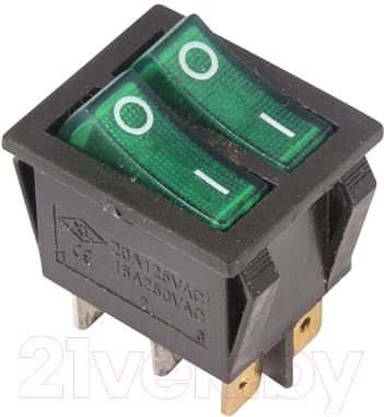 Выключатель клавишный Rexant ON-OFF 36-2412 (зеленый)