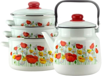 

Набор кухонной посуды Эмаль, Луговой мак 2-3097/4М