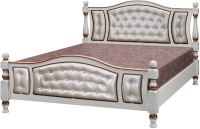 Каркас кровати Bravo Мебель Жасмин 140x200 (дуб молочный/экокожа светлая) - 