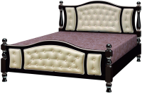 Каркас кровати Bravo Мебель Жасмин 140x200 (орех темный/с элементами экокожи) - 