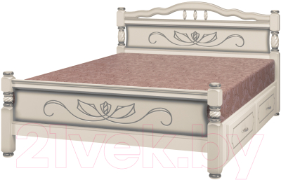 Каркас кровати Bravo Мебель Карина 5 120x200 с ящиками (слоновая кость)