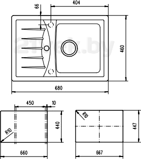 Мойка кухонная Teka Cabrera 45 B-TG / 88663 (оникс) - схема встраивания