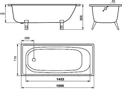 Ванна стальная Estap Classic 160x71 (White) - габаритные размеры