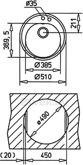 Мойка кухонная Teka Centroval 45-TG / 87351 (белый) - схема встраивания