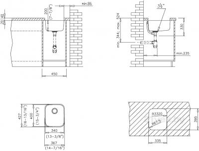 Мойка кухонная Teka BE 340/400 Plus / 10125149 - схема монтажа