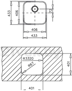 Мойка кухонная Teka BE 400/400 / 10125005 - схема монтажа