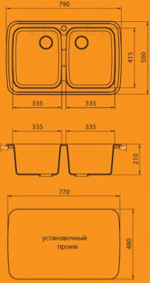 Мойка кухонная Granicom G004-02 (шоколад) - схема монтажа