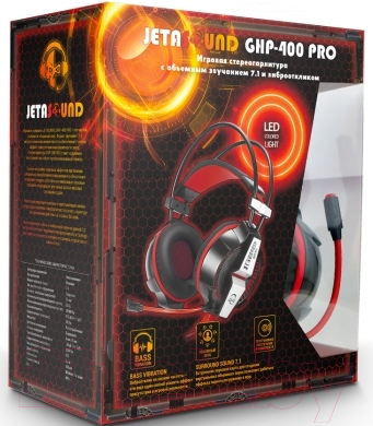 Наушники-гарнитура Jet.A GHP-400 Pro (черный/красный)