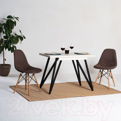 Обеденный стол Millwood Женева 3 Л раздвижной 110-150x70x76 (дуб белый Craft/металл черный)