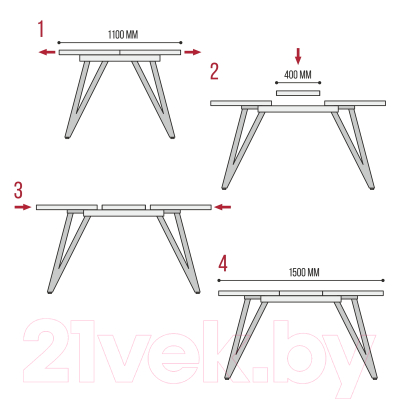 Обеденный стол Millwood Женева 3 Л раздвижной 110-150x70x76 (дуб белый Craft/металл черный)