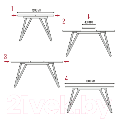 Обеденный стол Millwood Женева 3 Л раздвижной 120-160x80x76 (дуб белый Craft/металл черный)