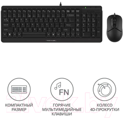 Клавиатура+мышь A4Tech Fstyler F1512 (черный)