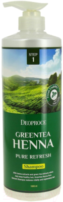 Шампунь для волос Deoproce Rinse Green tea Henna Pure Refresh (1л)