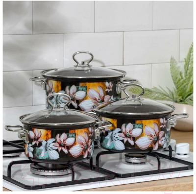 Изображение товара Набор кастрюль КМЗ Адель 5 1 Элит (3шт, коричневый)