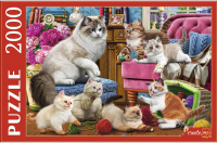 Пазл РЫЖИЙ КОТ Кошка с пушистыми котятами / Ф2000-1524 (2000эл) - 