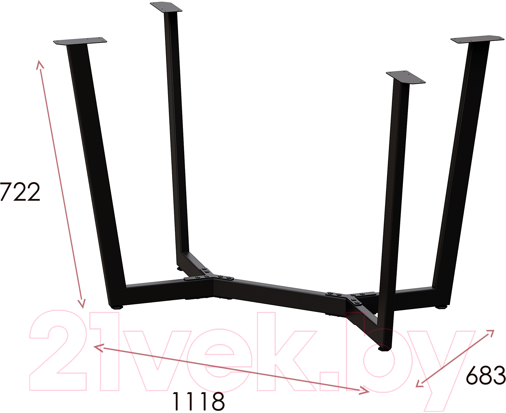 Подстолье Millwood Мюнхен 130x80 (черный металл)