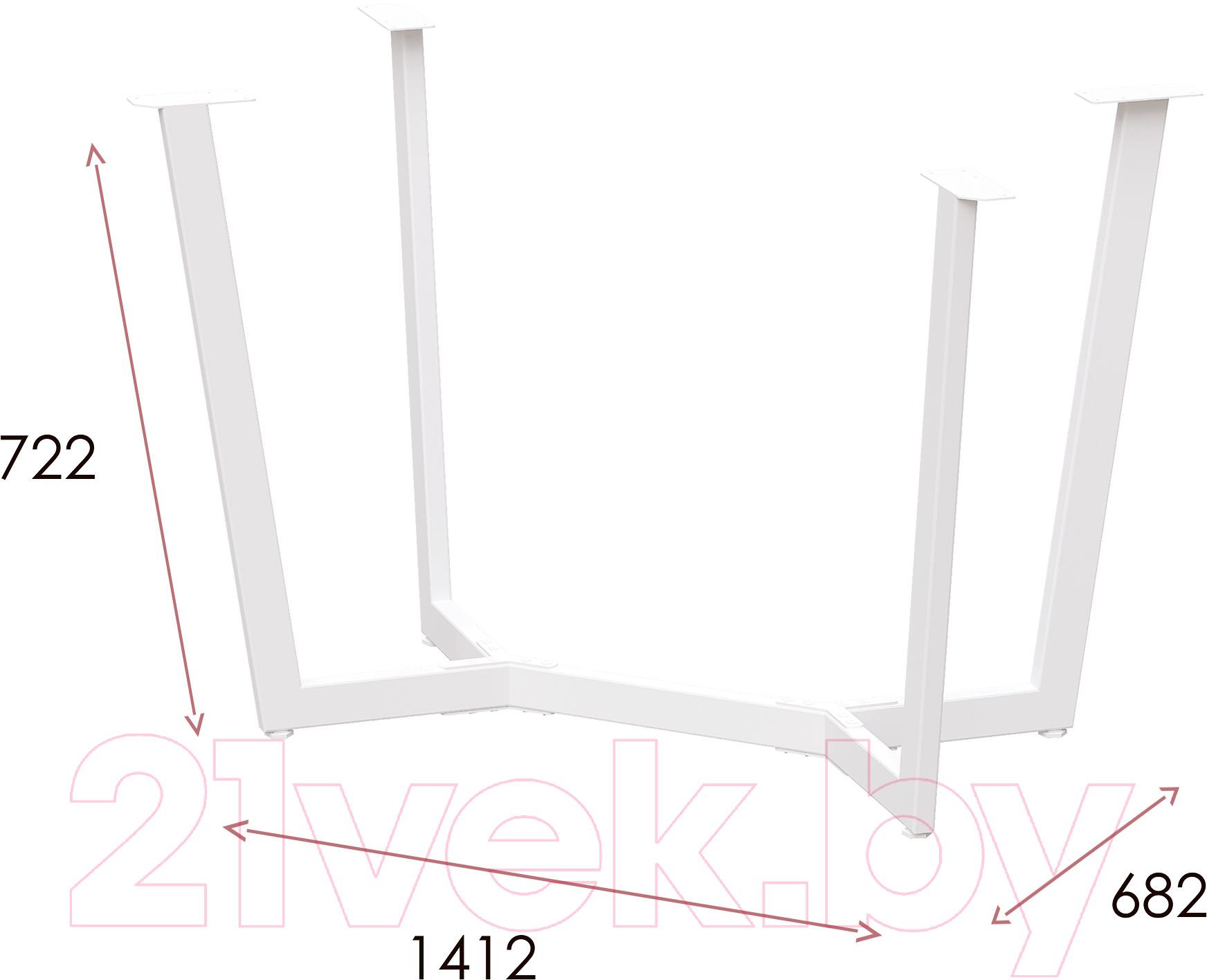 Подстолье Millwood Мюнхен 160x80 (белый металл)