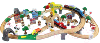 Железная дорога игрушечная Edwone Двухуровневая. Поезд с вагоном на батарейках / 17P00 (110 предметов)