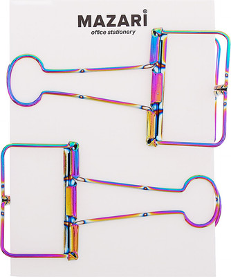 Зажим для бумаги Mazari М-6867 (2шт, радужный) - 