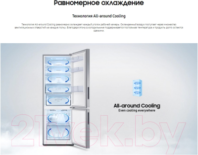 Холодильник с морозильником Samsung RB30N4020B1/WT