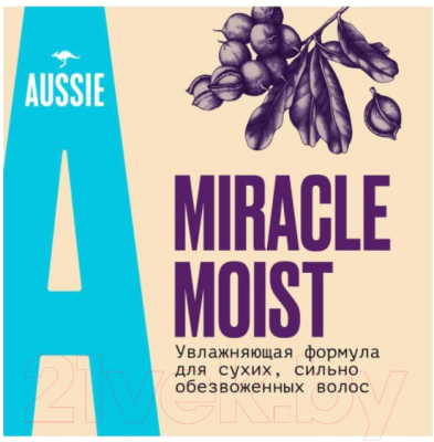 Шампунь для волос Aussie Miracle Moist для сухих поврежденных волос (90мл)