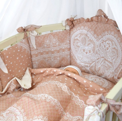Комплект постельный для малышей L'Abeille Амур Ажур 8 овал (бязь)