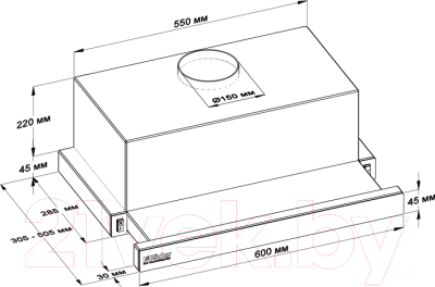 Вытяжка телескопическая Backer TH60L-2M100-BG