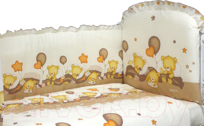 Комплект постельный для малышей L'Abeille Мишутки 6 (бязь, бежевый)
