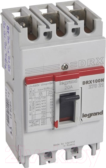 Выключатель автоматический Legrand DRX 125/20A 3P 20KA / 27021