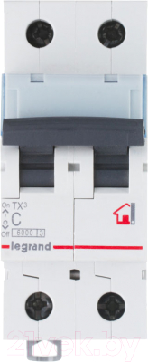 Выключатель автоматический Legrand TX3 2P C 6A 10kA 2M / 403927