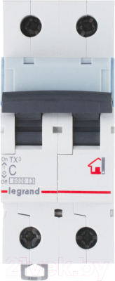 Выключатель автоматический Legrand TX3 2P C 32A 10kA 2M / 403933
