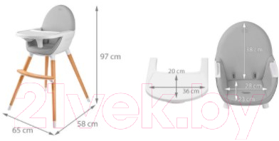 Изображение товара Стульчик для кормления KinderKraft Fini (серый)