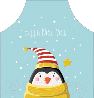 Кухонный фартук JoyArty Пингвин в новогоднюю ночь / ap-290615